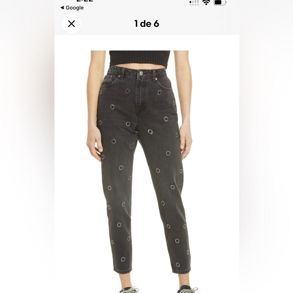 Topshop Black Ankle Jeans with White Circles